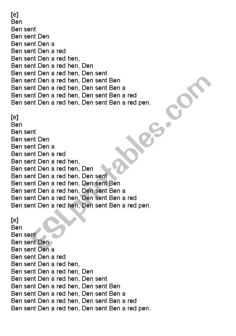 Stairs for reading, sound [e] worksheet